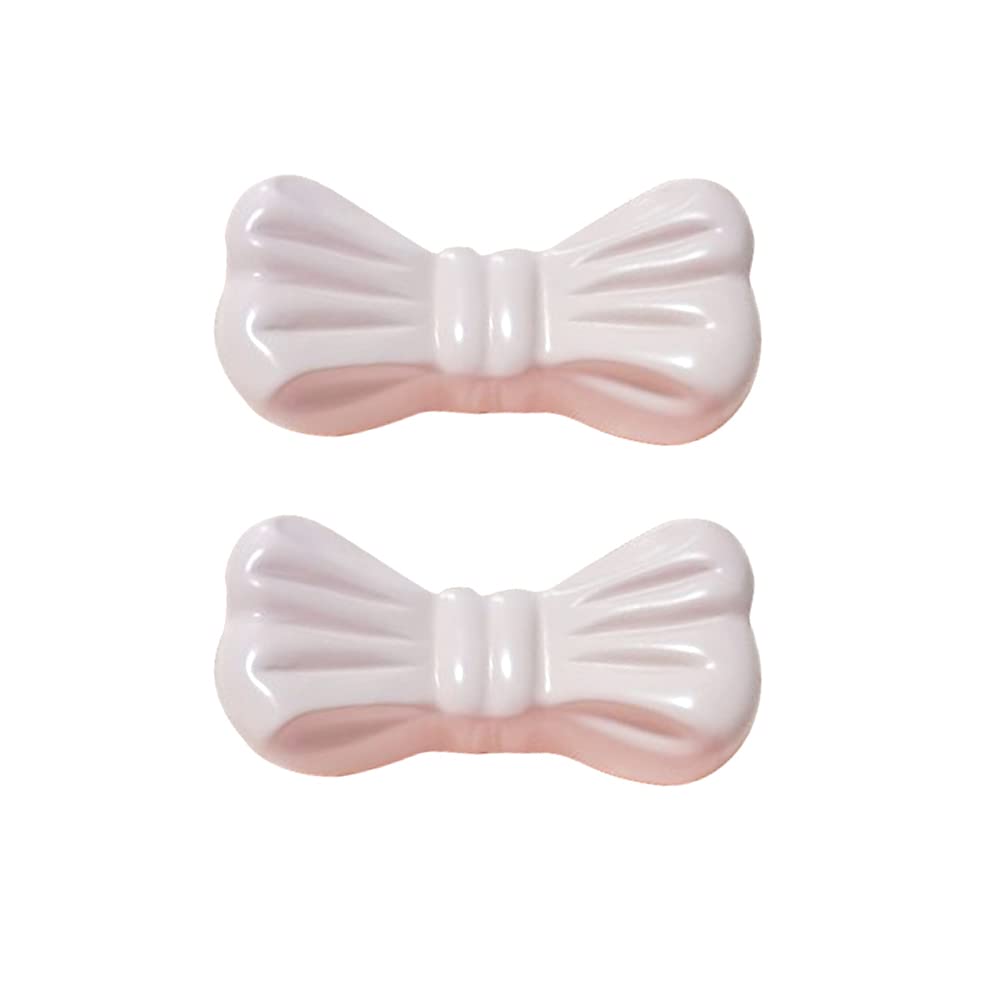BOOMLATU Pink Bow Cabinets Knobs Cupboard Pulls Dresser Drawer Pack of 2,Wood Decorative Cabinet Handles for Kitchen Furniture Kids Girl Women Room