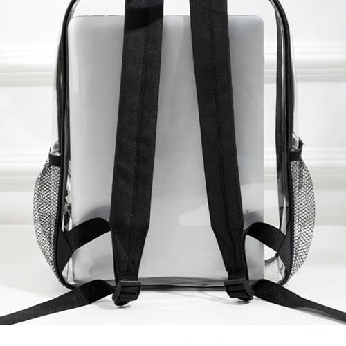 Personalized Cute Clear Bookbag for Women Men, Custom Clear Backpack with Name, Heavy Duty PVC Transparent Waterproof Back Pack Gifts for Travel Camping Work (Clear-Pink)3