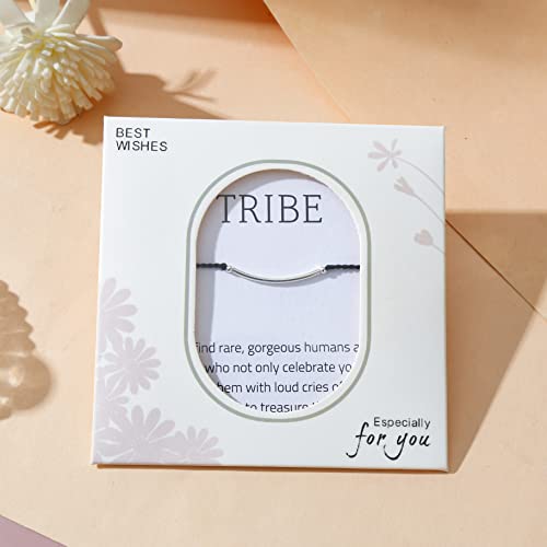 RareLove TRIBE Friend Group Friendship Bracelets for Women,Love My Tribe Bridesmaid Adjustable Silver Bar Strand Bracelets,Meaningful Gifts for Best Friends,Inspirational Motivational Jewelry3