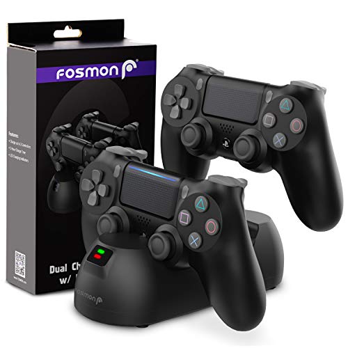 Fosmon PS4 Chargeur Rapide Manettes DualShock 4, Dual Station de Charge Support d'alimentation Dock Station pour Playstation PS4/Slim/Pro Contrôleur sans Fil avec Câble de Charge Inclus - Noir