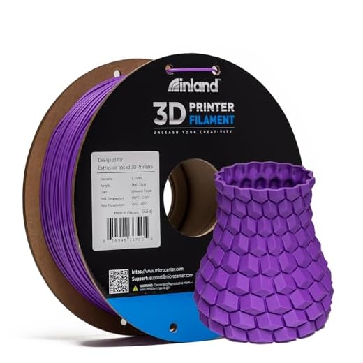 Inland PLA Filament 1.75mm Purple 1KG, 3D Printer Filament Dimensional Accuracy +/- 0.02mm, 1kg Spool (2.2lbs) Fits Most FDM 3D Printers (Lavender Purple, 1 Pack)