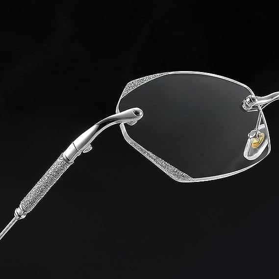 Miniatura 5 de Gafas de prebicia con luz azul sin montura de diamante para mujer, gafas de lectura bifocales portátiles ultra ligeras