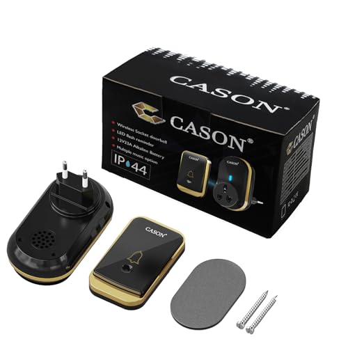 Image of CASON - Wireless Door Bell for Home Long Range /Door Bell wireless For Home /Wireless Calling Bell,Remote Bell With Socket Plug In type, up to 1000ft Range with 45 Chimes (1 Remote 1 Receiver, Black)