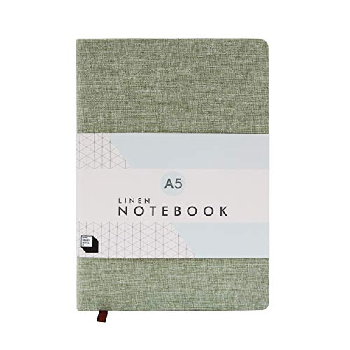 Good Design Works A5 Linen Notebook | Note Pad With Lined Paper | Office & School Supplies |Moss