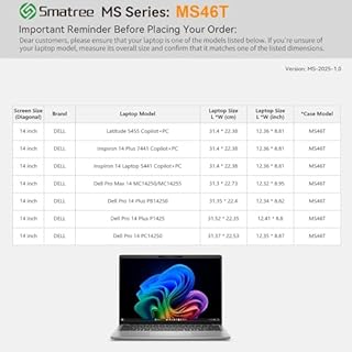 Smatree MS46T Hard EVA Protective Sleeve Case with Stand Compatible for 14 inch DELL Pro 14 Plus P1425/PB14250, DELL Pro14/Pro Max 14, Inspiron 14 5441/Plus 7441 Copilot+PC, for Latitude 5455
