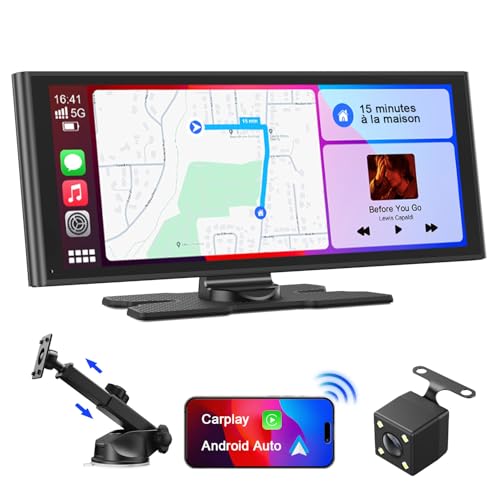 Avylet 9,26'' Apple Carplay Voiture pour avec Caméra de Recul, Écran Tactile Portable, Navigation GPS, Contrôle Vocal Google/Siri, Android Auto, Bluetooth,...
