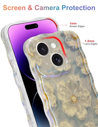 Coque iPhone 14 Plus fleur bleue pour un style rétro en terrasse - 4