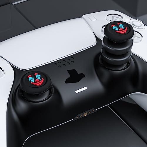 Image of PlayRealm NO FALLING OFF Thumbstick Extender & Silicone Grip Cover 2 Sets for PS5 & PS4 Controller (Joker Black)