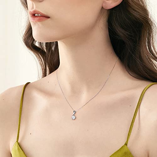 Kolmnurk Moissanite Necklace For Women,1Ct D Color Vvs1 Clarity Brilliant Round Cut Lab Grown Diamond,18K White Gold Plated 925 Sterling Silver Moissanite Pendant #TOP4