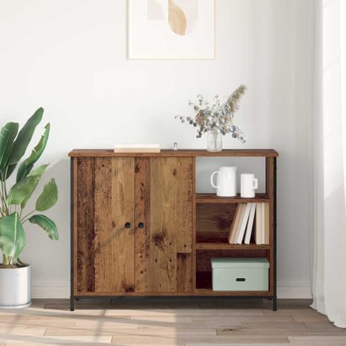 Vitrina madera aparador marrón de 100x33x75 cm para muebles de salón 5