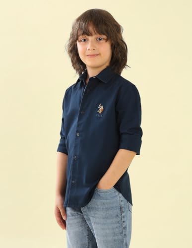 Image of USPA Kids Boys Twill Graphic Brand Printed Shirt