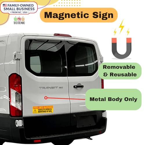 Magnetic Sign 2-Pack Vehicle Speed is Monitored by GPS | Speed Limits are Maintained Safety Magnet 10\"x3.5\" Reflective Warning Decal for Car Truck Van Fleet Commercial Vehicles Durable Weatherproof