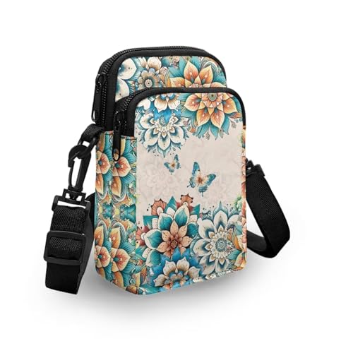 HUGS IDEA Mandala Butterfly Print Small Messenger Bag School Crossbody Purse Cross-body Pouch for Kids3