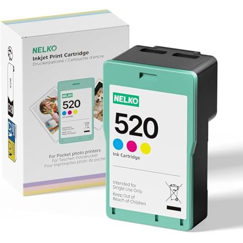 Nelko 520 Genuine Color Ink Cartridges, High-Yield Ink Cartridge Compatible with PP01 Photo Printer, Water Oxidation-Proof, Photo Printer C…
