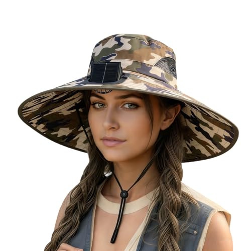 Gorro con ventilador solar para pesca, sombrero de ala ancha miniatura 4