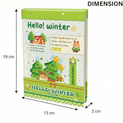 Image of FunBlast Diary for Girls - Christmas Kawaii Diary for Kids, Journal Diaries for Girls, Notepad for Students Stationary Items, Birthday Gifts (128 Sheets) (Green-)