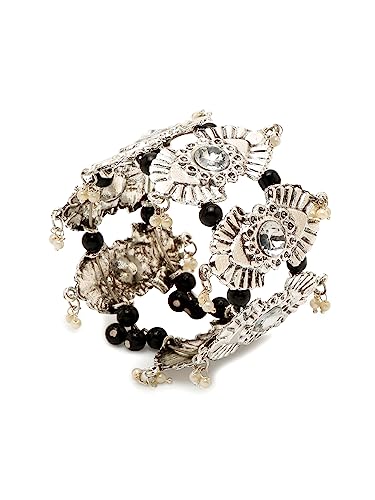 YouBella Jewellery for Women Celebrity Inspired Oxidised Silver Plated Cuff Bracelet Bangle for Women and Girls