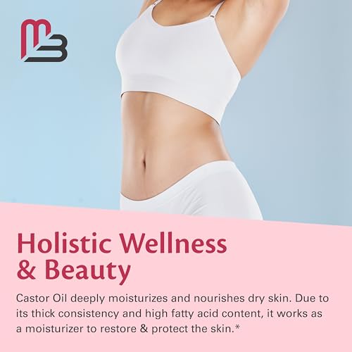 Image of 100% Pure Organic Castor Oil for Hair, Lash and Eyebrow Growth, Lymphatic Drainage and Skin Hydration | Hexane-Free, Cold Pressed, Unrefined in a 4 fl oz Glass Bottle with Dropper by M3