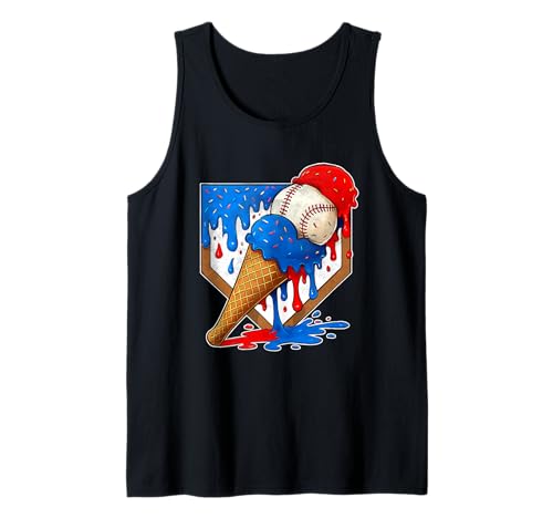 Distressed Baseball Boys Ice Cream Drip Baseball Boys Youth Tank Top