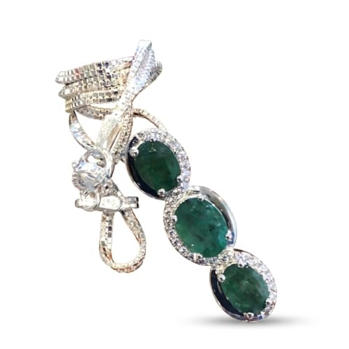 Natural Green Emerald 925 Solid Sterling...