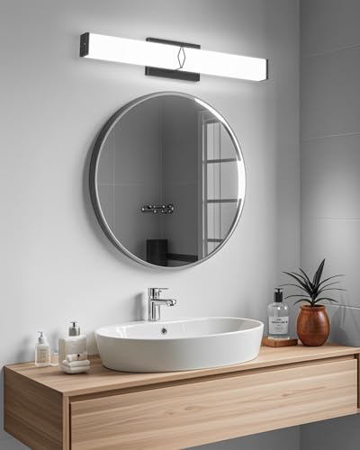 Image of Modern Bathroom Light Fixtures,24inch Dimmable Bathroom Vanity Lights Over Mirror, 25W 2700LM LED Vanity Lights,5700K Matte Black Vanity Lighting Fixtures,ETL Certified Cool White