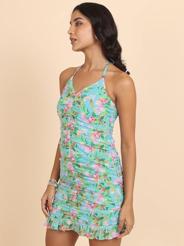 Image of Tokyo Talkies Women's Sleeveless Halter Neck Printed Dresses | Stylish Dresses | Casual Dresses