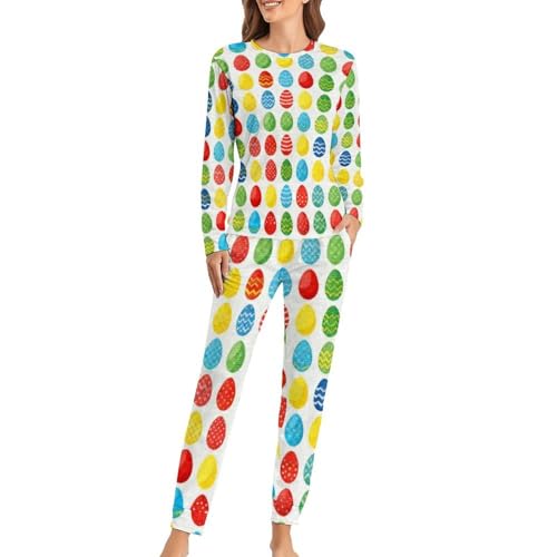 Image of Womens Pajamas Sets 2 Piece Long Sleeve Lounge Set Loose Pants Pj Sets Loungewear with Pockets