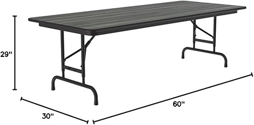 Miniatura 292 de Correll - Mesa plegable de altura ajustable y resistente, parte superior laminada de alta presión, fabricada en Estados Unidos, delantal de acero