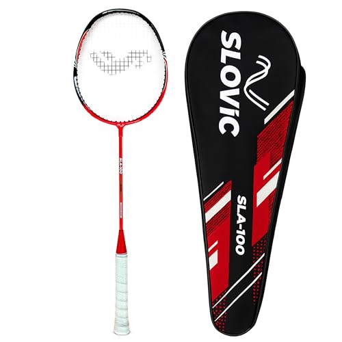 Image of Slovic Badminton Racket for Men & Women | Lightweight Racket with Nylon String Net & Cover | Ergonomic Handle with G3 Size Grip (Aluminium Racket)