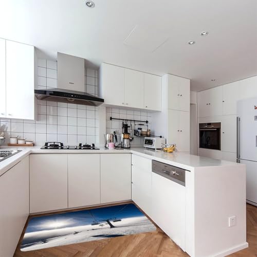Alfombra de cocina lavable suave y cómoda: alfombra antideslizante de 45 x 120 cm 3