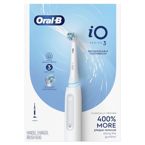 Oral-B Rechargeable Electric Toothbrush, iO3 Clean & Protect, 3 Cleaning Modes, Visible Pressure Sensor, White - image 8