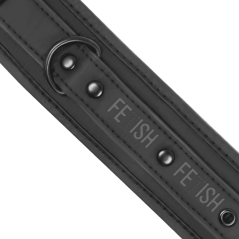 Halsfessel & Handschellen Set – Verstellbare BDSM Fesseln aus veganem Leder mit Neopren-Futter – Fixierung mit Immobilisierungsstange & Kette – Bondage für Paare & Rollenspiele