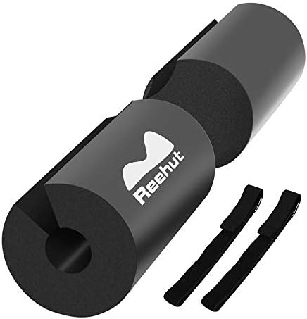 REEHUT Squat Pad Barbell Pad for Squats, Lunges and Hip Thrusts - Foam Sponge Pad Provides Relief to Neck and Shoulders While Training - Fit Standard and Olympic Bars Perfectly Black (Black)