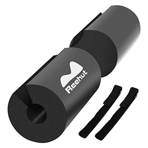 REEHUT Squat Pad Barbell Pad for Squats, Lunges and Hip Thrusts - Foam Sponge Pad Provides Relief to Neck and Shoulders While Training - Fit Standard and Olympic Bars Perfectly Black (Black) Cover