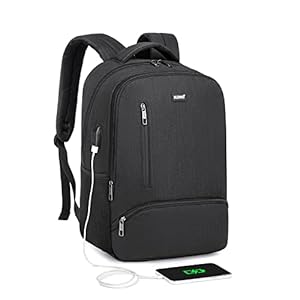 KONO Laptop Rucksack Business Laptoptasche für Damen Herren Jungen Mädchen Schule Arbeit mit USB-Ladeanschluss Großer Leichter Schulrucksack Daypack für 15,6 Zoll Notebook (Schwarz)