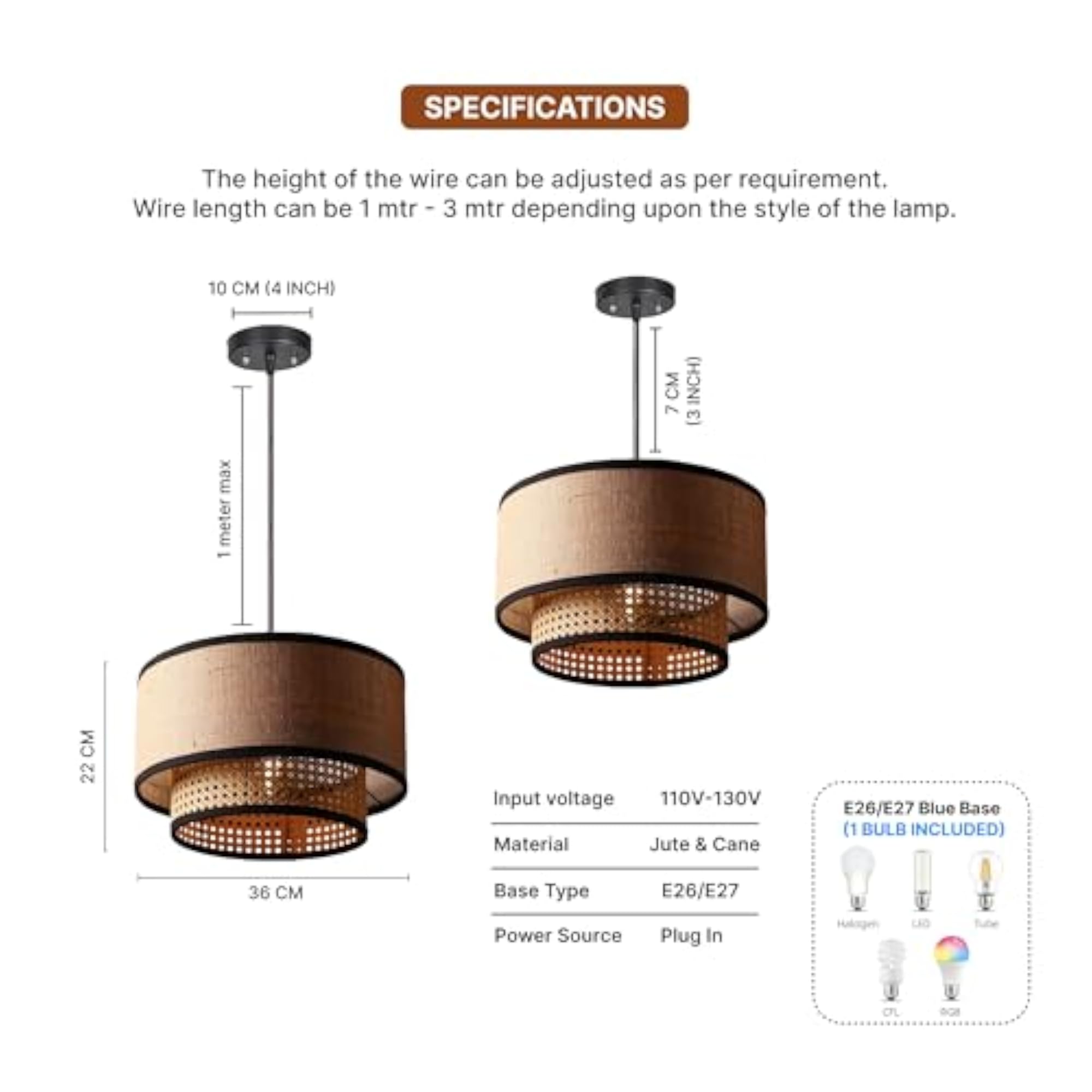 Cane Drum Ceiling Lamps for Bedroom and Living Room