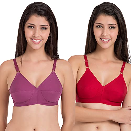 Image of SOUMINIE Women's Cotton Non-Padded Wire Free Casual Full-Coverage Minimizer Bra