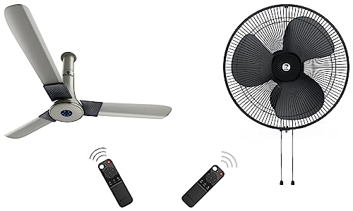 Image of atomberg Studio+ 1200mm 32W BLDC Motor Energy Saving Ceiling Fan (Sand Grey) Renesa 400mm Wall-Mounted Fan for Home | High Speed BLDC Motor with Remote Control (Midnight Black)