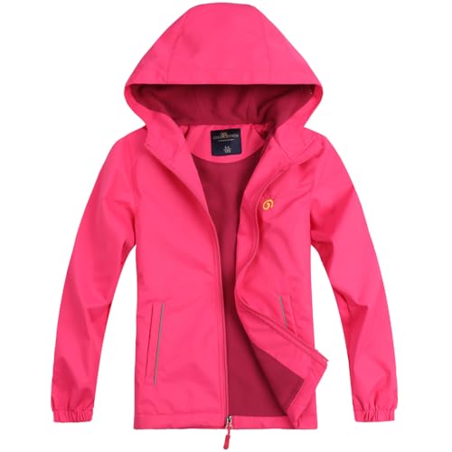 Image of Jingle Bongala Kids Waterproof Rain Jackets Lightweight Raincoats Fleece & Knitted Lining Hooded Windbreaker for Boys Girls