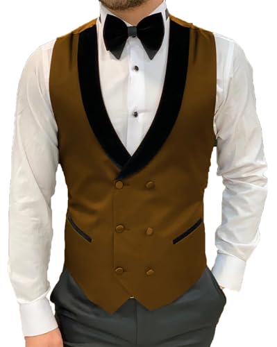 Men’S Double Breasted Shawl Lapel Dress Waistcoat Slim Fit Formal Vest For Wedding Party Dinner3