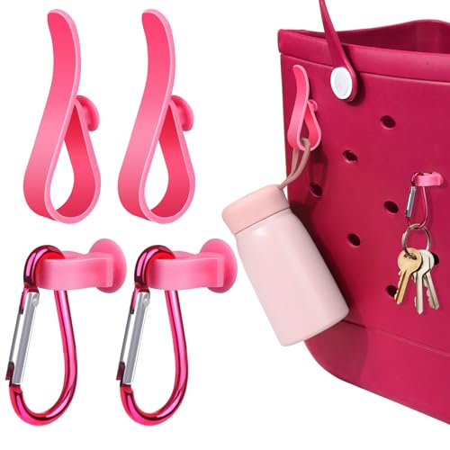 AIERSA Inserts Hooks Accessories for Bogg Bag,Charms Key Holder Carabiner for Bogg Bags,Pouch Earphone Tassel Keychain Holder Attachment Compatible with Simply Southern Rubber Beach Bags -Red