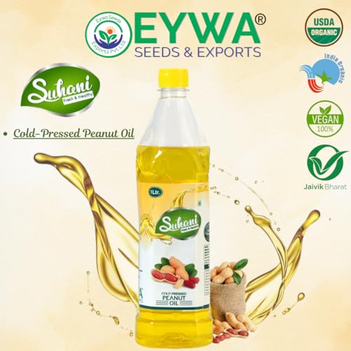 Image of Eywa Seeds & Exports Pvt Ltd Organic Groundnut Oil Peanut Oil (1 Liter) Cold Pressed /Wood Pressed Oil | Mumfali Kachi Ghani Ka Tel By (Suhani) Eywa