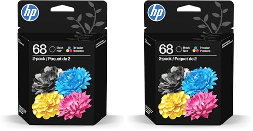 Image of HP 68 Black /Tri-Color Ink Cartridges, Works Envy 6100e,6500e Series, Eligible for Instant Ink, 6L6S2TN, Packaging May Vary,2 Count (Pack of 2)