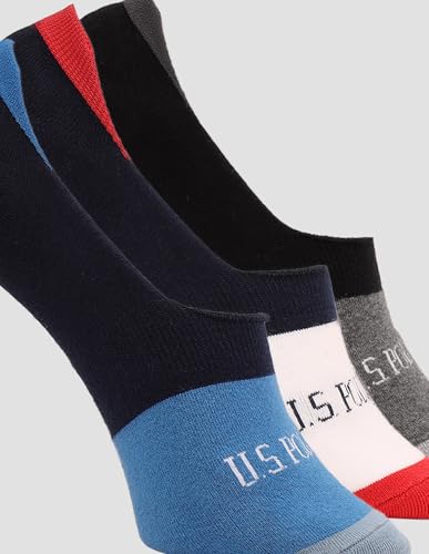Image of U.S. POLO ASSN. Men's ES014 Contrast Patterned Knit No Show Socks - Pack Of 3