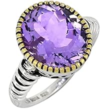 YoTreasure 12x14 MM Amethyst 18kt Gold Over Silver Chunky Ring