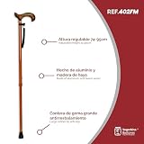 Regulowana wysokość (74-95 cm) wysuwana laska aluminiowa z soflamowaną drewnianą mankietem, antypoślizgowym podkładem i drewnianym wykończeniem. Kij do podparcia i pomocy w chodzeniu. (402FM)