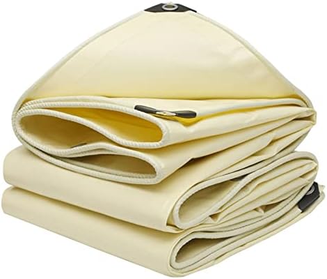 x6m Beige Heavy Duty Tarpaulin Cover 500g/㎡ PVC Waterproof Tarpaulins Sheet for Rain Shelter, Camping, Outdoor and Pool Tarp Cover, with Metal Grommets (Size : 1x2m)
