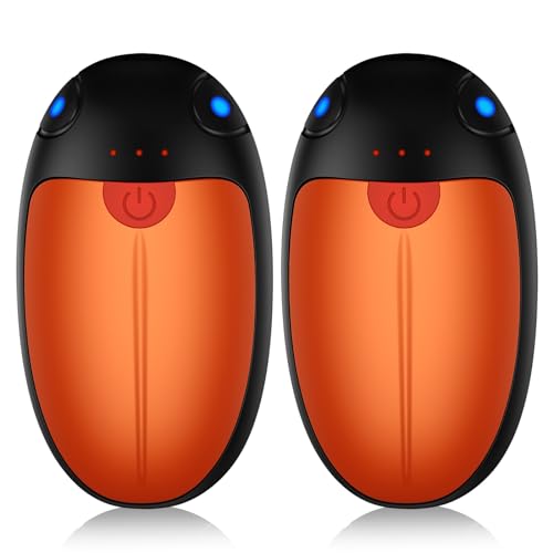 VTHW Handwärmer Wiederaufladbar, Handwärmer Elektrisch 2er-Set 20 Stunden Wärme, Taschenwärmer Tragbare mit 3 Temperaturstufen für Outdoor-Sport Raynaud’s Arthritis (Orange)