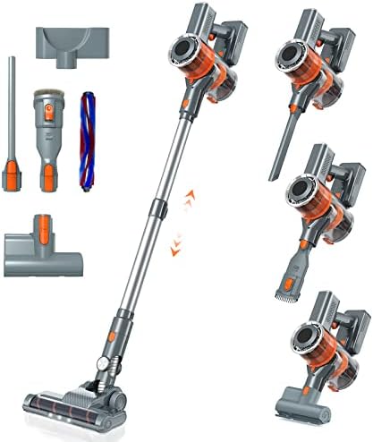 YESMAE Cordless Vacuum Cleaner, Stick Vacuum with 28Kpa Powerful Suction, 350W Brushless Motor, Up to 50mins Runtime, LED Display, 8 in 1 Lightweight Handheld Vacuum