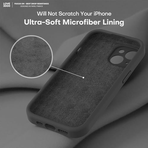 Image of LOVE 3000 Designed for iPhone 14 Case, Premium Silicone with [Soft Anti-Scratch Microfiber Lining] Shockproof Protective Phone Case for Men Women Girls 6.1 inch, Black